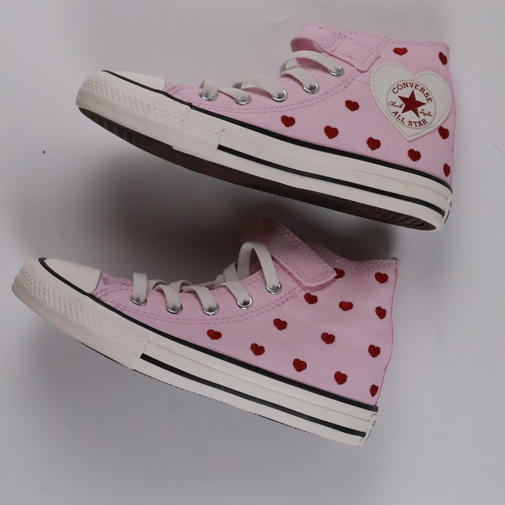 Converse Chuck Taylor All Star 1V Hi Pink Red Heart Youth 13 Canvas NEW
